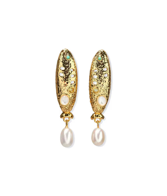 Wholesale Unisex Titanium Steel Zircon Small Fish Pearl Pendant Necklace And Earrings In Baroque And Minimalist Style
