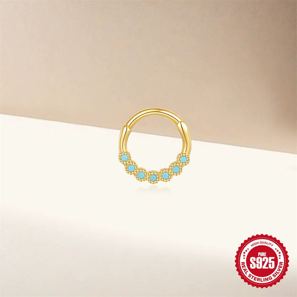 Wholesale Unisex Turquoise Diamond Piercing Cartilage Ear Nail In 925 Sterling Silver With Geometric Pattern And Environmental Protection Electroplating