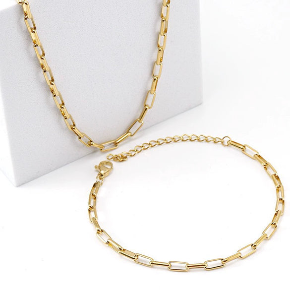 Wholesale Unisex Versatile Stainless Steel 18K Paper Clip Chain With Electroplating Treatment