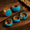 Wholesale Unisex Vintage Geometric Drop Shape Alloy Drip Glaze Open Ring