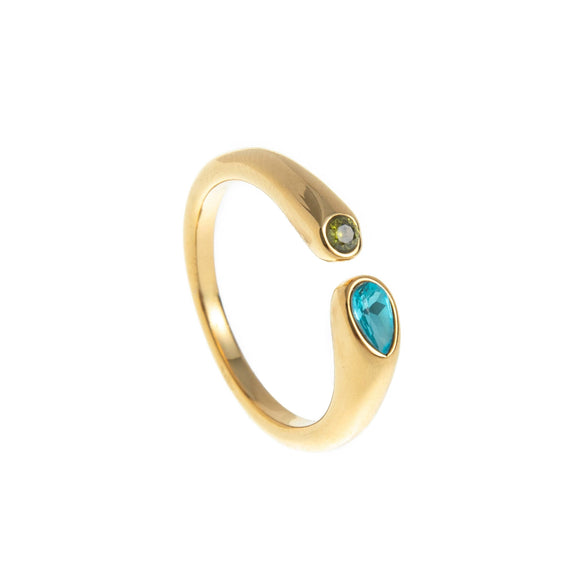Wholesale Unisex Vintage Geometric Titanium Steel Ring With 18K Real Gold Electroplating