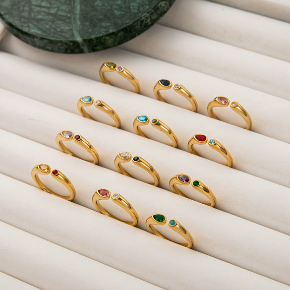 Wholesale Unisex Vintage Geometric Titanium Steel Ring With 18K Real Gold Electroplating