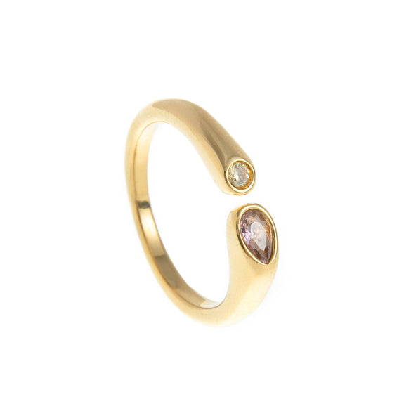 Wholesale Unisex Vintage Geometric Titanium Steel Ring With 18K Real Gold Electroplating