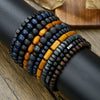Wholesale Unisex Vintage Handmade Wooden Beads Volcano Stone Black Diamond Stretch Bracelet