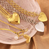 Wholesale Unisex Vintage Minimalist Heart Shape Stainless Steel Titanium Steel Cross Chain Gold Electroplated Pendant Necklace