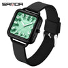 Wholesale Universal Fashionable Small Fresh Square Zinc Alloy Case Silicone Strap Stainless Steel Buckle Waterproof Quartz Watch With Mineral Tempered Glass Mirror