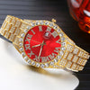 Wholesale Universal Metal Case Stainless Steel Band Round Dial Quartz Watch With Full Diamond Sparkling