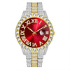 Wholesale Universal Metal Case Stainless Steel Band Round Dial Quartz Watch With Full Diamond Sparkling