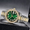 Wholesale Universal Metal Case Stainless Steel Band Round Dial Quartz Watch With Full Diamond Sparkling