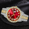 Wholesale Universal Metal Case Stainless Steel Band Round Dial Quartz Watch With Full Diamond Sparkling