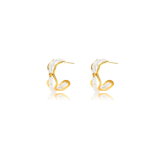 Wholesale Ushaped Pearl Goldplated Stainless Steel Earrings For Women In Ins Style