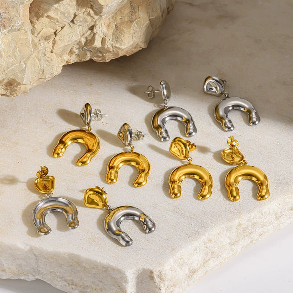Wholesale Ushaped Stainless Steel Gold Plated Earrings For Women