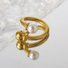 304 Stainless Steel 14K Gold Plated Vacation Beach Modern Style Plating Inlay Round Pearl Rings