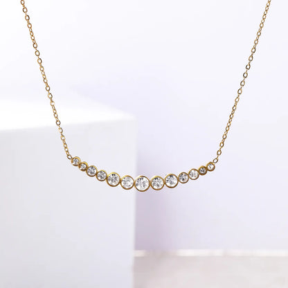 Vacation Simple Style Solid Color Stainless Steel Plating Inlay Rhinestones 18k Gold Plated Pendant Necklace