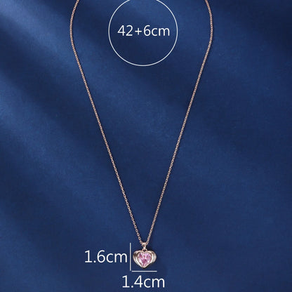 Wholesale Vacation Sweet Heart Shape Copper Plating Inlay Rose Gold Plated White Gold Plated Zircon Pendant Necklace