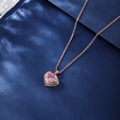 Wholesale Vacation Sweet Heart Shape Copper Plating Inlay Rose Gold Plated White Gold Plated Zircon Pendant Necklace