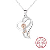 Wholesale Valentine's Day Heart Shaped Silver 925 Sterling Pendant Necklace With Diamond Twocolor And Flower Pattern Electroplated