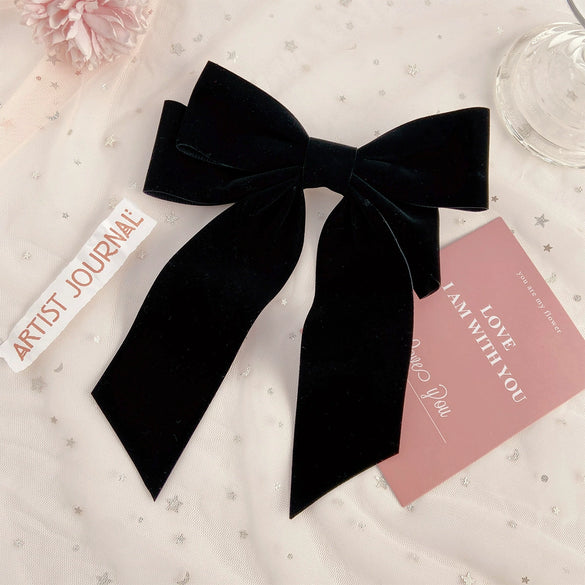 Wholesale Velvet Duckbill Hairpin Sweet Handmade Women's Wine Red Bow Hair Accessory