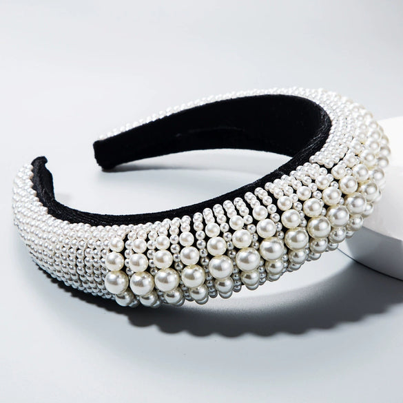 Wholesale Velvet Handmade Hair Band For Women With Pearl And Sponge Trendy And Highend