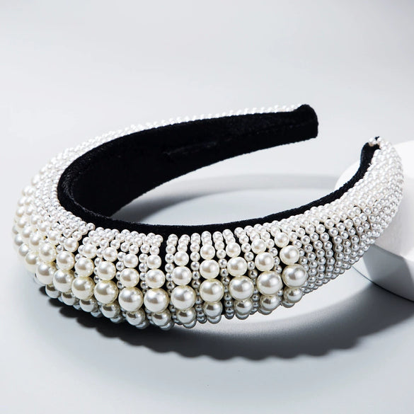 Wholesale Velvet Handmade Hair Band For Women With Pearl And Sponge Trendy And Highend