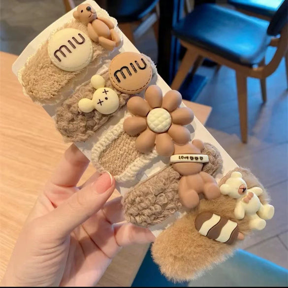 Wholesale Velvet Sweet Cartoon Plush Handmade Women's Hairpin Bangs Clip