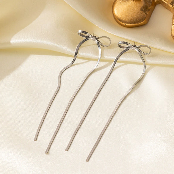 Wholesale Versatile Bow Tie Snake Bone Chain 18K Gold Plated Titanium Steel Necklace With Butterfly Dragonfly Insect Patterns For Women