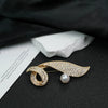 Wholesale Versatile Diamond Brooch Zinc Alloy Leaves Pattern Electroplating Unisex Fashion Ol Style
