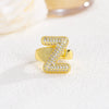 Wholesale Versatile Light Luxury Hand Jewelry Copper Letter Rings Inlaid With Zircon And Electroplated