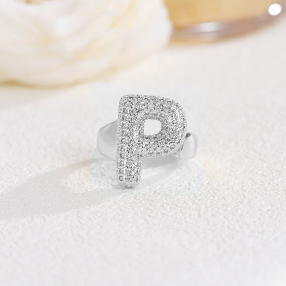 Wholesale Versatile Light Luxury Hand Jewelry Copper Letter Rings Inlaid With Zircon And Electroplated