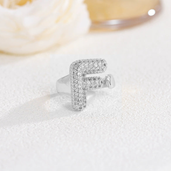 Wholesale Versatile Light Luxury Hand Jewelry Copper Letter Rings Inlaid With Zircon And Electroplated