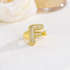 Wholesale Versatile Light Luxury Hand Jewelry Copper Letter Rings Inlaid With Zircon And Electroplated