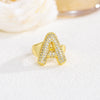 Wholesale Versatile Light Luxury Hand Jewelry Copper Letter Rings Inlaid With Zircon And Electroplated