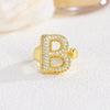Wholesale Versatile Light Luxury Hand Jewelry Copper Letter Rings Inlaid With Zircon And Electroplated