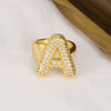 Wholesale Versatile Light Luxury Hand Jewelry Copper Letter Rings Inlaid With Zircon And Electroplated