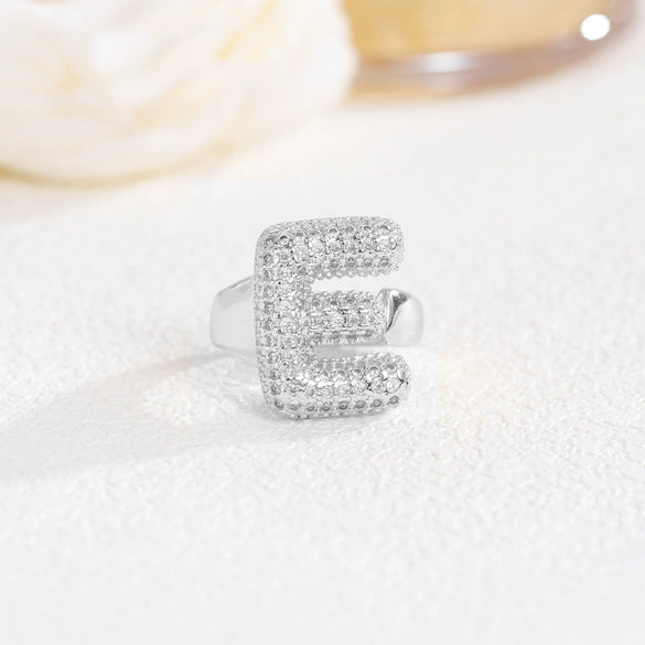 Wholesale Versatile Light Luxury Hand Jewelry Copper Letter Rings Inlaid With Zircon And Electroplated