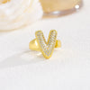 Wholesale Versatile Light Luxury Hand Jewelry Copper Letter Rings Inlaid With Zircon And Electroplated