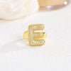 Wholesale Versatile Light Luxury Hand Jewelry Copper Letter Rings Inlaid With Zircon And Electroplated