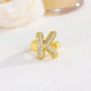 Wholesale Versatile Light Luxury Hand Jewelry Copper Letter Rings Inlaid With Zircon And Electroplated