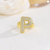 Wholesale Versatile Light Luxury Hand Jewelry Copper Letter Rings Inlaid With Zircon And Electroplated