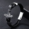 Wholesale Viking Jewelry Cowhide Rope Bracelet Alloy Magnetic Buckle Geometric Style Electroplated For Men