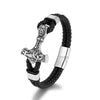 Wholesale Viking Jewelry Cowhide Rope Bracelet Alloy Magnetic Buckle Geometric Style Electroplated For Men