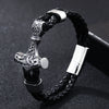 Wholesale Viking Jewelry Cowhide Rope Bracelet Alloy Magnetic Buckle Geometric Style Electroplated For Men