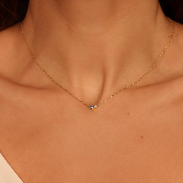 Wholesale Vintage Artistic Clavicle Necklace With Birthstone Zircon Titanium Steel Plated 18K Gold Geometric Style Ochain Electroplating