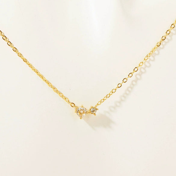 Wholesale Vintage Artistic Clavicle Necklace With Birthstone Zircon Titanium Steel Plated 18K Gold Geometric Style Ochain Electroplating
