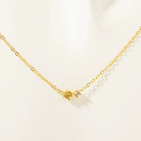 Wholesale Vintage Artistic Clavicle Necklace With Birthstone Zircon Titanium Steel Plated 18K Gold Geometric Style Ochain Electroplating