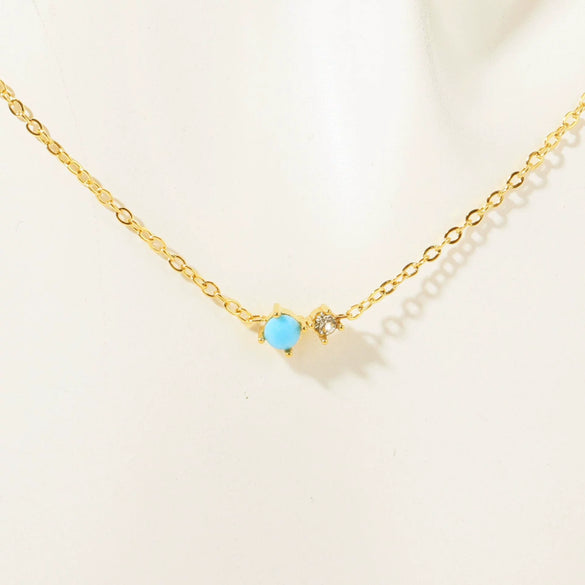 Wholesale Vintage Artistic Clavicle Necklace With Birthstone Zircon Titanium Steel Plated 18K Gold Geometric Style Ochain Electroplating