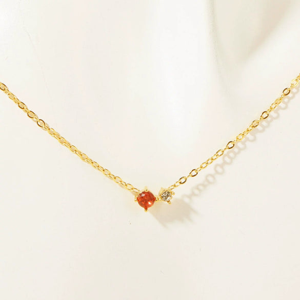 Wholesale Vintage Artistic Clavicle Necklace With Birthstone Zircon Titanium Steel Plated 18K Gold Geometric Style Ochain Electroplating