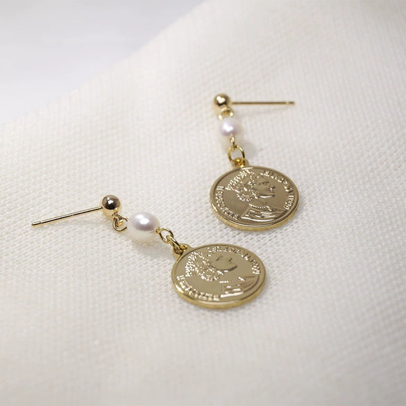 Wholesale Vintage Coin Earrings Copper Geometric Electroplating For Women