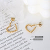 Wholesale Vintage Cold Style Geometric Irregular Love Shape 18K Gold Plated Titanium Steel Earrings