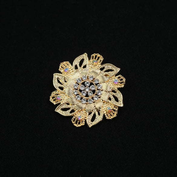 Wholesale Vintage Diamondencrusted Brooch Zinc Alloy Geometric Wave Pattern Electroplated Women's Clothing Accessories
